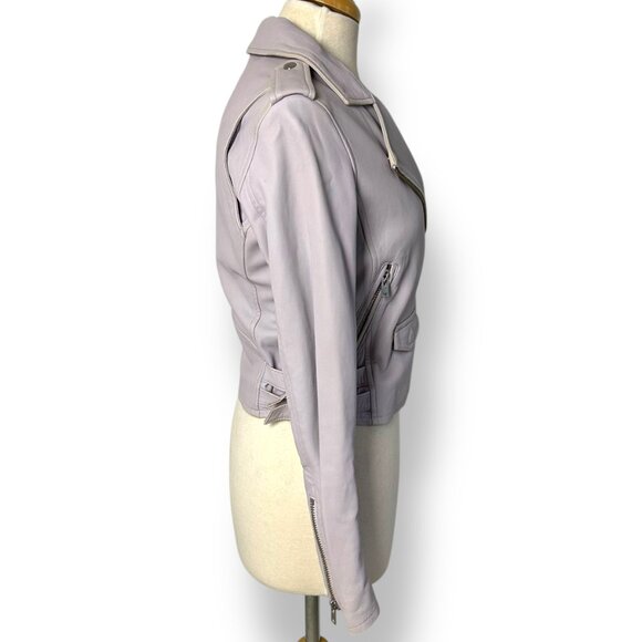 IRO Ashville Motorcycle Jacket Lilac Lavender Lambskin Leather Sz 38/6/S Coat - Picture 7 of 11